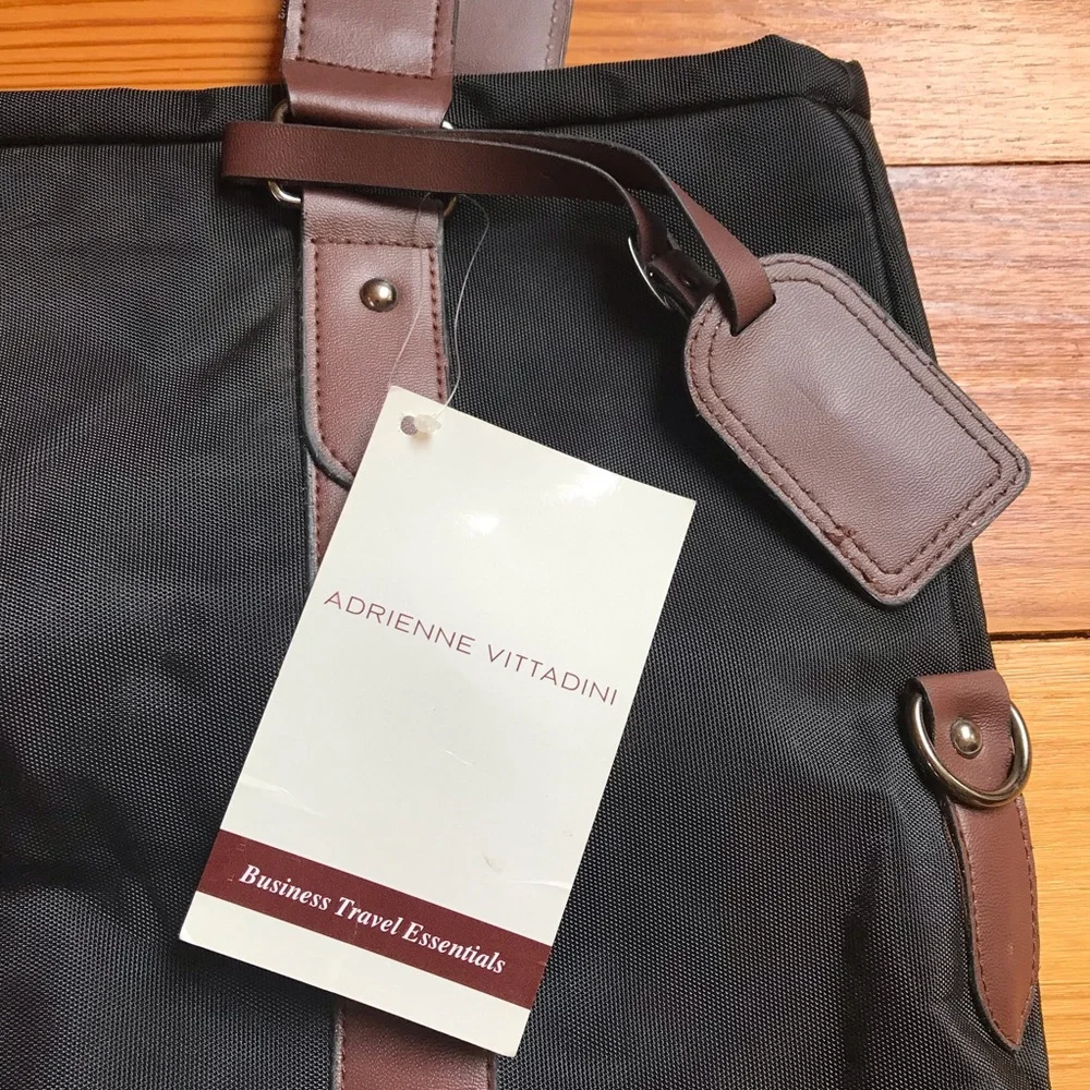 Adrienne Vittadini Black Brown Travel Carry On Bag, NWT, 15” x 18”